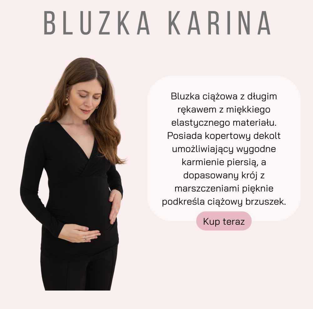 Baner: produkt Bluzka Karina. Czarna bluzka ciążowa i do karmienia.