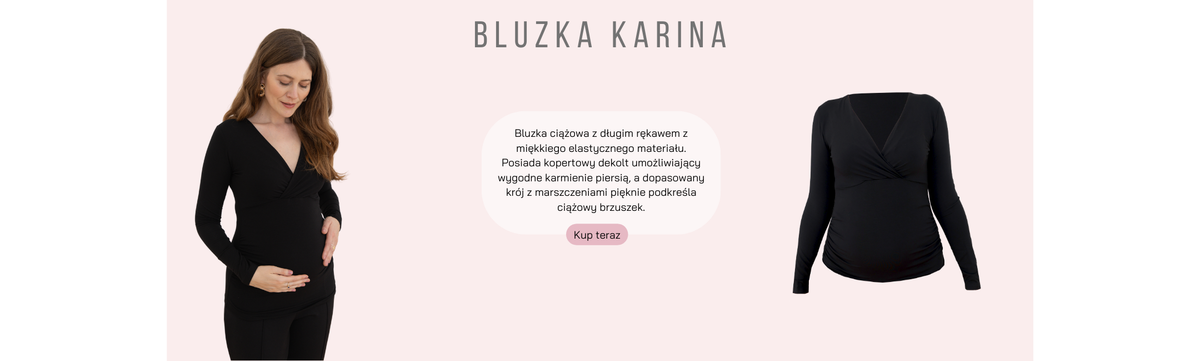 Baner: produkt Bluzka Karina. Czarna bluzka ciążowa i do karmienia.