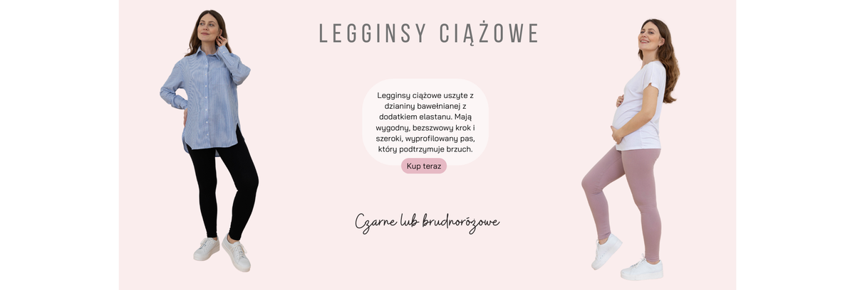 Baner: produkt Legginsy Ciążowe. Czarne lub Brudnoróżowe