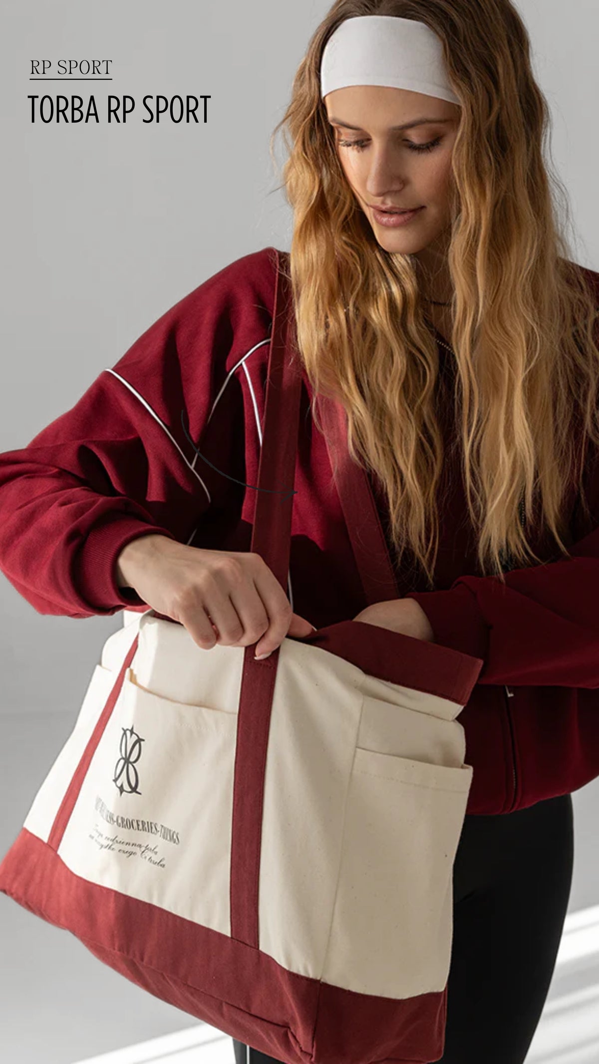 Produkt: Torba RP Sport. Beżowo-bordowa torba na ramię