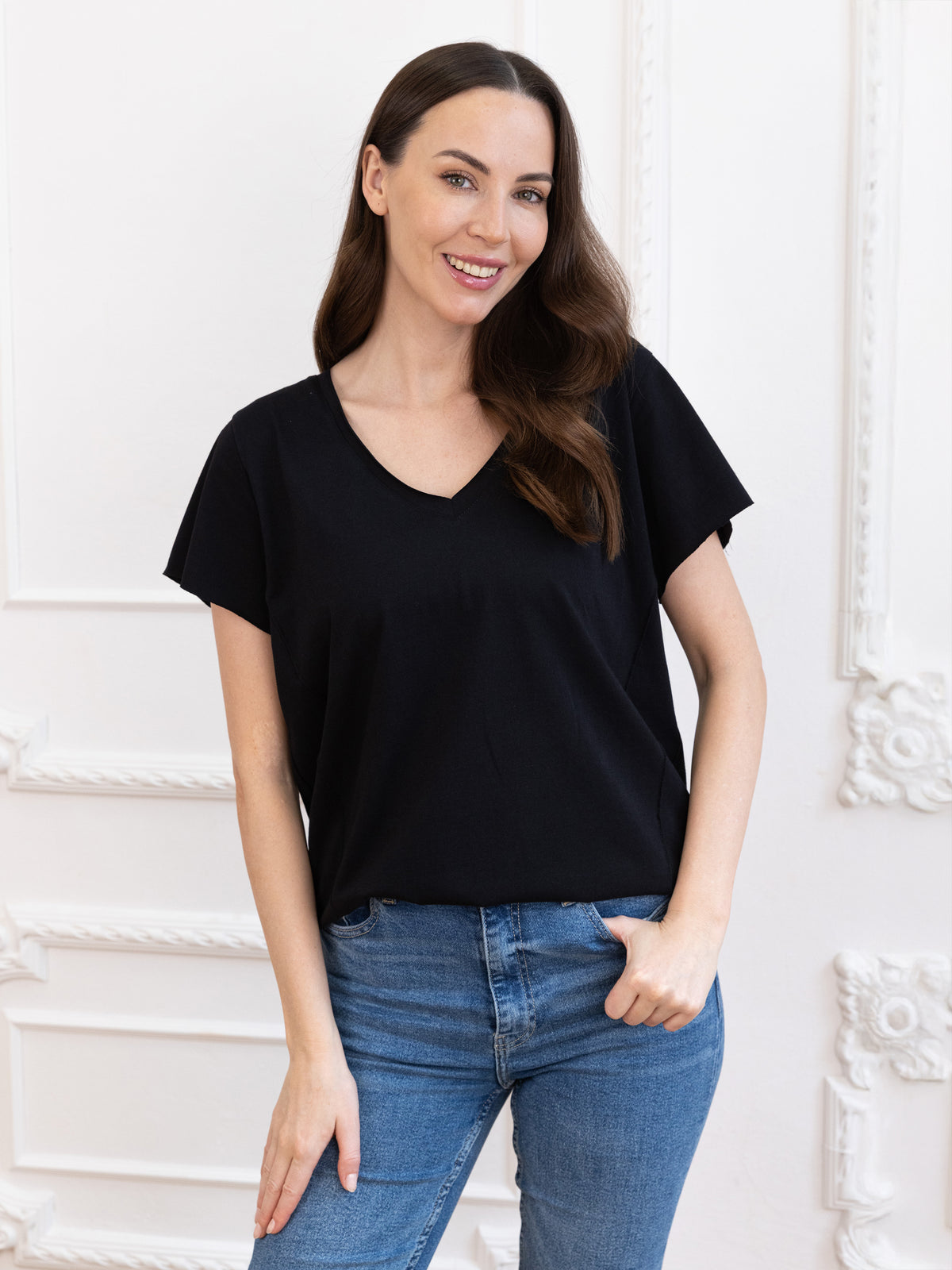 T-shirt Ola krótki rękaw serek